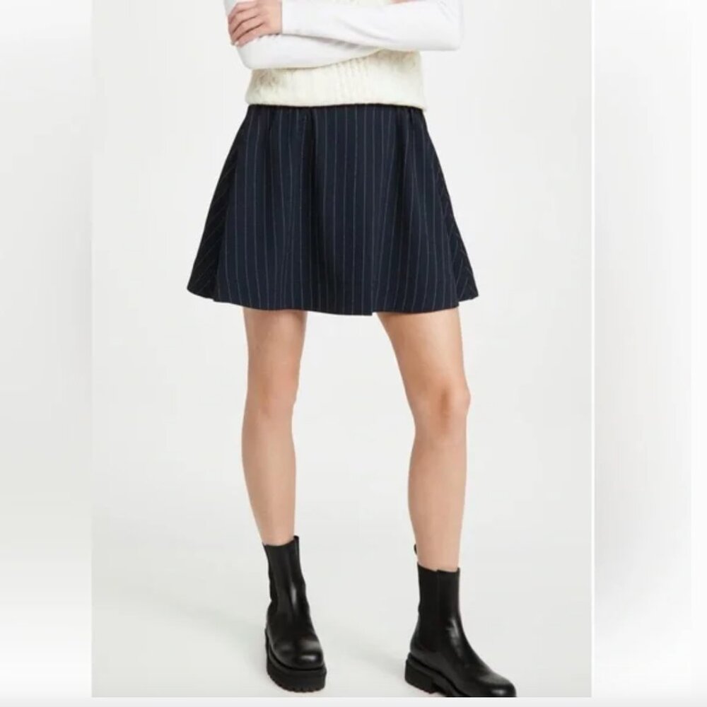 Zara Pinstripe Elastic Waist Knit Flared Mini Skirt - Size M